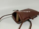 姫路レザーバネ口スマホポシェット◆焦げ茶 サコッシュ スマホショルダー 携帯ケース