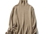 やわらかい繊維から生まれる最高の心地良さ　カシミヤ100％　ハイネック ニット　キャメル　231109-3