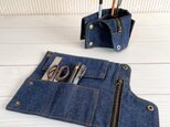 岡山デニム『ペン立てになる』　ロールペンケース　2way　ペンスタンド　筆箱　インディゴ