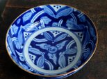 ベロ藍で素敵◆花とリーフ。伊万里　染付七寸鉢　碗　骨董・antiques 大正期の画像