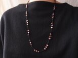 Glass Beads × Keshi Pearl／ケシパール バイカラーネックレス Black×Brownの画像