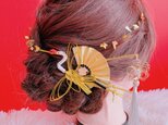 鶴☆水引髪飾り☆光る☆チャーム☆お花つき☆扇子髪飾り☆成人式髪飾り☆結婚式髪飾り☆白無垢ヘア☆よさこい☆だんじり☆お祭り髪飾り☆