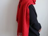 アルパカウール＜冬の赤ⅲ＞手織りストールの画像