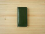 牛革 iPhone15 / 15 Pro カバー  ヌメ革  レザーケース  手帳型  グリーンカラーの画像
