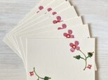 一筆カード7枚セット・型染め「野花・ピンク」