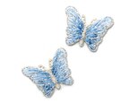 アップリケワッペン ミニバタフライ 銀色糸ブルー UI 　W-2196　蝶々　ちょうちょ