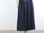 ストレスフリーで快適 ふんわりソフトデニム ワイドパンツ 総ゴムスカーチョ(ダークインディゴ)PT26の画像