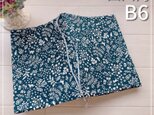 【B6サイズ・四六判】ネイビーブルー 植物と猫柄　手帳カバー・ブックカバーの画像