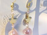 バロックパールと星のピンク色ピアス♪