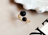 K14gf Onix & Tiger Eye Fork Ring【gift box】112