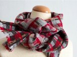 lambswool ministole -red×darkbrown-の画像