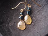 【K14gf】YellowSapphire ×LondonBlueTopaz／イエローサファイア×ロンドンブルートパーズ ピアスの画像