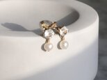 小さな輝き クリスタル×淡水パール ピアス｜14Kgf｜フォーマル・仕事用 —Tiny shine—