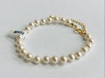 【再販】ガラスパールオールノットブレスレット/6mm約18cm+5cm/クリーム/G/made in japan