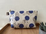 裏付き　北欧風　くまさんとドットのラミネートポーチ　