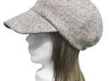 つば広キャスケット◆コットン混スラブネップツイードニット/ホワイトマーブル ◇ゆったりサイズ・紫外線対策・小顔効果・長いシーズン