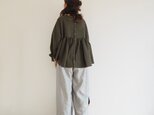 Double gauze gather blouse / BROWNの画像