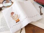 【受注制作】ネコの探偵さんのブックカバー（ミステリ専用）・文庫本サイズ☆厚めの本にも対応　＊　刺繍