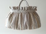 ribbon fuwari bag [beige linen]の画像