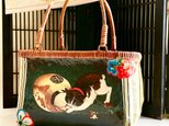 浮世絵一閑張りバッグ “猫と提灯”の画像