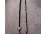 Big Square Pearl Necklace／スクエアパール×オニキス ネックレス（Black）の画像