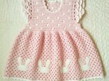 うさぎの水玉フリルワンピース   80   ベビーピンク