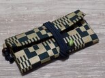 「takao」様用オーダー品　道中財布　ロールバッグ　オックス深緑色製　「市松　中色」の画像