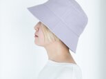 リネン混ガーゼ　ラベンダー染めバケットハット　Lサイズ【Organic Cotton×Linen】の画像