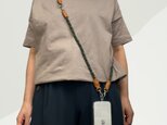 3WAY 本革＋パラコード スマホショルダーストラップ グリーン＆カーキ