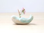 子クジラの花挿しオブジェ ウォーターブルー * ドライフラワー付き