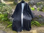 【着物リメイク】紬のロングカーディガン/後ろギャザー/絹紬の画像