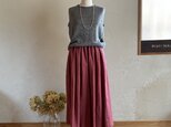 リネン「やさしい赤」85cm丈　　ウエストギャザーたっぷりの画像