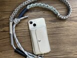 長さ調整可 斜めがけスマホショルダーストラップ・パラコード シルバー