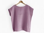フレンチ袖ボートネックプルオーバー_リネン100%_Deep Orchid