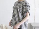 【お値下げアイテム】ギャザーブラウス / ブラックギンガム