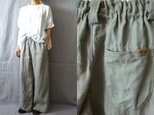 【ｓ様専用ページ】黒/天日干し25リネン　シンプルワイドパンツの画像