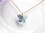 紫陽花色 バタフライ フローライト ネックレス／天然石 14Kgf 石が選べる — Fly freely —