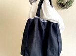 ＊リネン巾着トートバッグ＊ネイビー