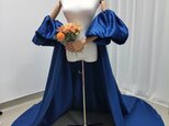 エレガント マント パフスリーブ ジュエルブルー デザイン感 ブライダル 前撮りの画像