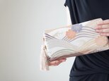【桜 荒波青海波模様 シルク帯リメイク 2Wayクラッチ&ハンドバッグ】結婚式、パーティー、お呼ばれの日に。