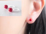 赤珊瑚のシンプルひとつぶイヤリング(ノンホールピアス)