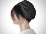 ターバンなヘアバンド　コットンリネン黒　送料無料の画像