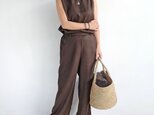 ２サイズ　リネンセットアップパンツ（ブラウン）