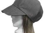つば広キャスケット◆リネンダンガリー/ブラック系 ◇ゆったりサイズ・紫外線対策・小顔効果・オールシーズン着用◇