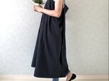 コットンリネン洗いざらし風　高密度クロス　ラップエプロン ・ダークネイビー