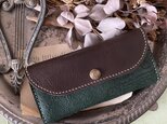 栃木レザーバイカラー長財布＊Dark Choco×Green