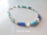 ローマングラス*14kgf*Roman Glass& Herkimer Crystal Sea Bracelet