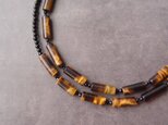 【SV】Tigereye × Black Onyx Necklace／タイガーアイ×ブラックオニキス ネックレスの画像