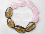 ローズクォーツとスモーキークォーツのブレスレット 天然石 誕生日プレゼント お守り パワーストーン