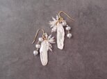 Feather Pearl × Crystal Earrings／フェザーパール × クリスタル フリンジピアスの画像